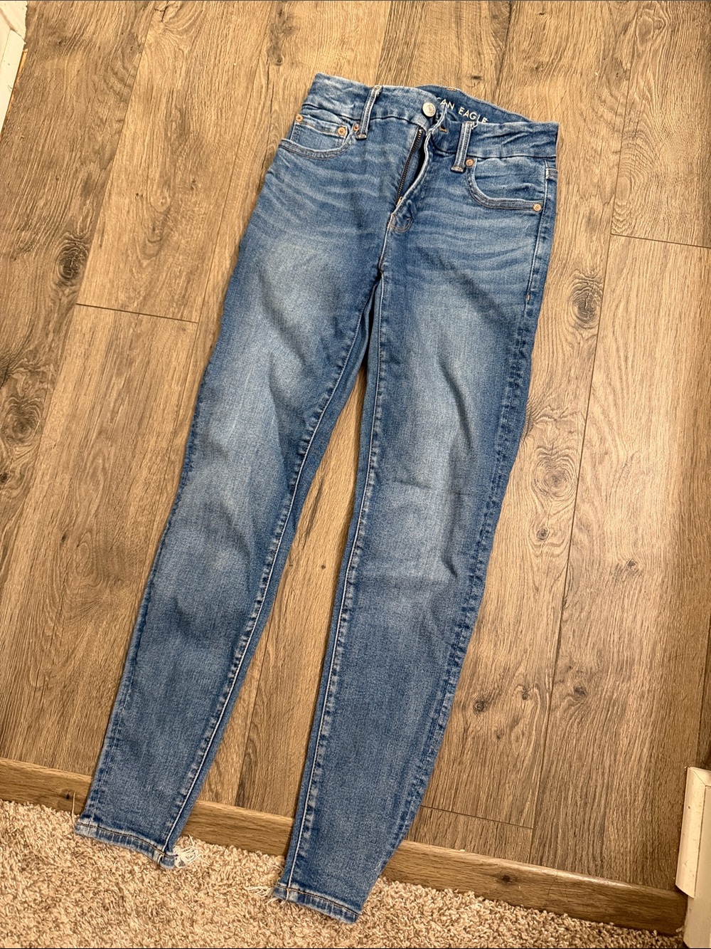 American Eagle Outfitters Light Blue Super High waisted Skinny Jeans